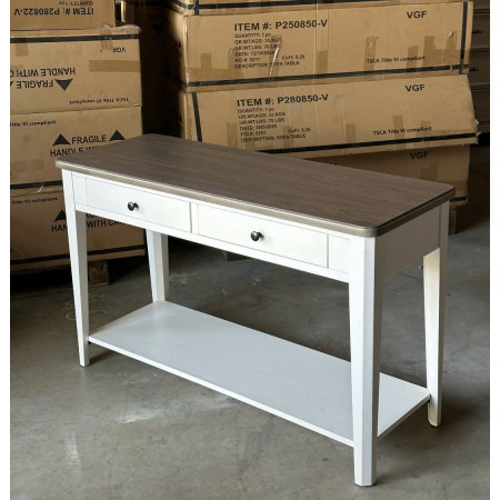 P2728 Collection 02 : Bộ 2 Bàn Trang Trí - Màu Trắng + Nâu